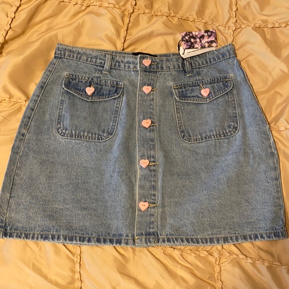 Heart Buttons Mini Jean Skirt - Picture 6 of 8